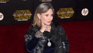 HOLLYWOOD, CA - DECEMBER 14: Actress Carrie Fisher attends the premiere of Walt Disney Pictures and Lucasfilm's "Star Wars: The Force Awakens" at the Dolby Theatre on December 14, 2015 in Hollywood, California. (Photo by Ethan Miller/Getty Images)